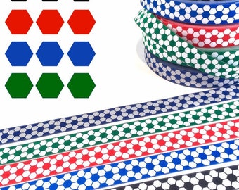 Football pattern black/white blue/white red/white green/white dark blue/gray woven ribbon