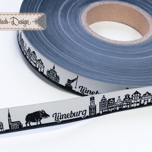 Lüneburg Skyline Webband schwarz/weiß