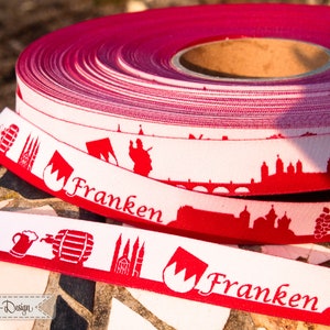 Franconia Skyline woven ribbon black/white red/white image 8