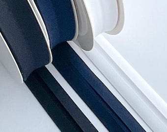 Cotton jersey bias tape, black, white, navy blue, 4 m/4.38 yd, 1.35 EUR/meter | Elastic stretch binding tape for stretchy fabrics