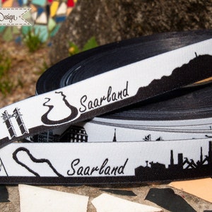 Saarland Skyline Webband schwarz/weiß