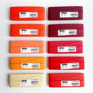 Cotton bias binding 20 mm various plain colors 5 m/5.46yd BW tape folded for binding edges image 3