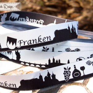 Franconia Skyline woven ribbon black/white red/white image 4