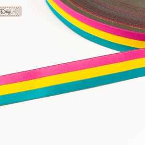 Webband türkis/gelb/pink Streifen