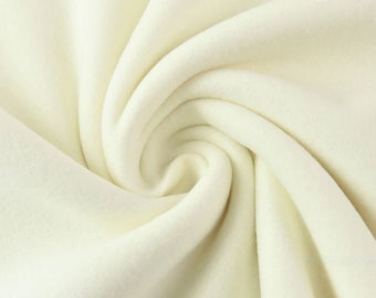 Baumwollfleece wollweiß 0,50m/0.54yd | reine Baumwolle | kuschelig weich für Kleidung, Stofftiere und Decken