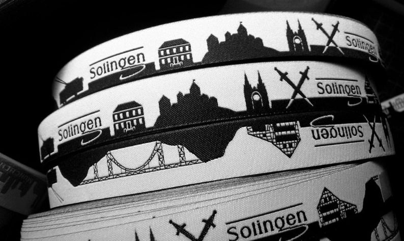 Solingen Skyline woven ribbon black/white image 1