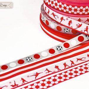 Football pattern black/white blue/white red/white green/white dark blue/gray woven ribbon image 8