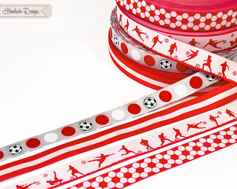 Football pattern black/white blue/white red/white green/white dark blue/gray woven ribbon image 8