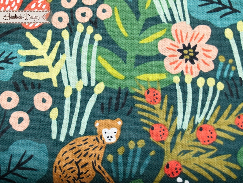 Canvas Fabric Jungle Hunter | Jungle fabric with tiger, leopard & parrot | Cotton linen fabric | Menagerie by Cotton + Steel image 5