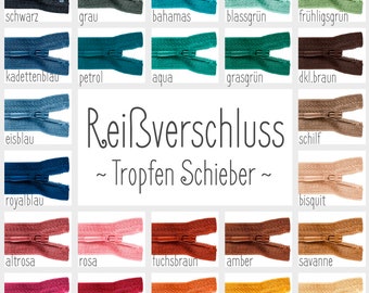 Reißverschluss Tropfen S40 40cm verschiedene Farben Opti