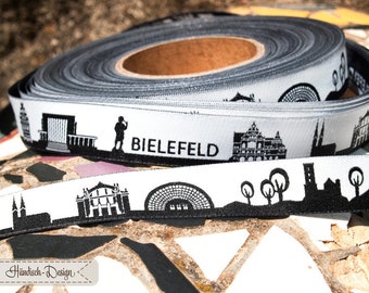Bielefeld Skyline woven ribbon black/white