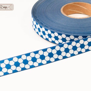 Football pattern black/white blue/white red/white green/white dark blue/gray woven ribbon image 4