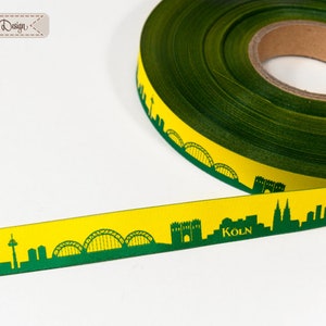 Cologne Skyline woven ribbon red/white black/white pink/white yellow/green for Cologne and Rhineland fans Sold by the meter image 10