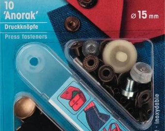 10 anorak snap fasteners 12 mm 15 mm assorted colors Prym