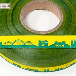 Cologne Skyline woven ribbon red/white black/white pink/white yellow/green for Cologne and Rhineland fans Sold by the meter image 9