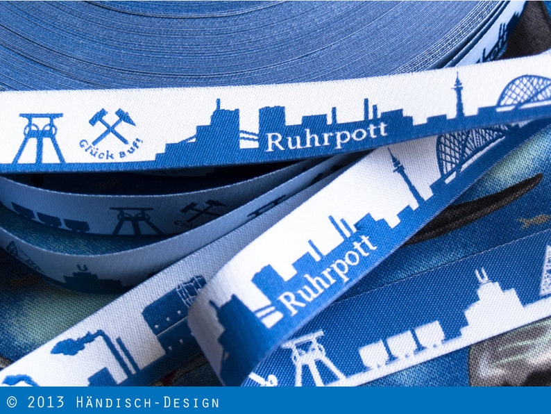 Ruhrpott Skyline ruban tissé noir/blanc bleu/blanc noir/jaune rose/blanc image 4