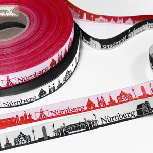 Nuremberg Skyline woven ribbon black/white red/white image 6