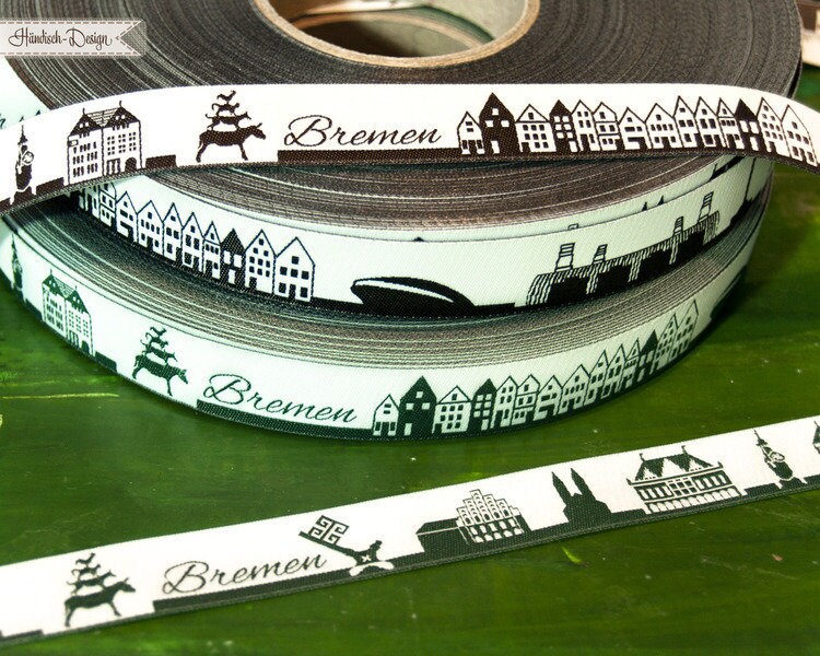 Bremen Skyline Webband schwarz/weiß grün/weiß