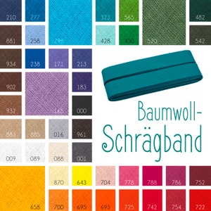 Baumwoll-Schrägband 20mm verschiedene uni Farben 5m/5.46yd BW Band zum Einfassen von Kanten gefalzt immagine 1