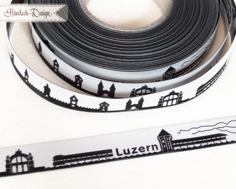 Luzern Schweiz Skyline Webband schwarz/weiß Bild 4