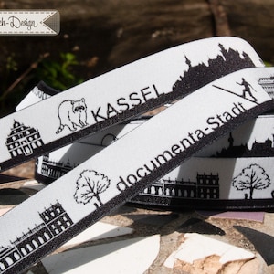 Kassel Skyline woven ribbon black/white image 1