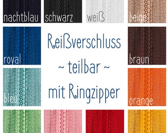 Separable zipper 25 cm ring P40 various colors Opti
