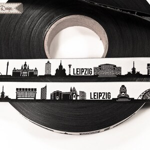 Leipzig Skyline woven ribbon black/white image 4