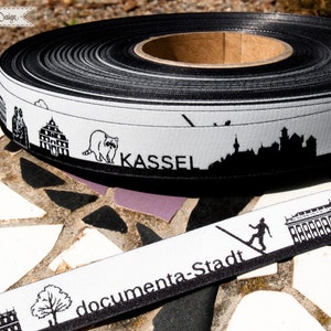 Kassel Skyline woven ribbon black/white image 2