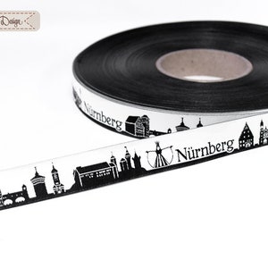 Nuremberg Skyline woven ribbon black/white red/white schwarz/weiß