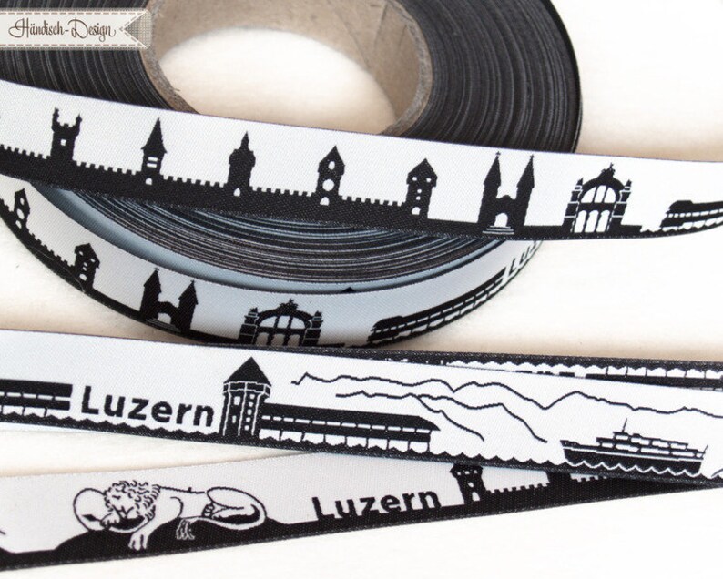Luzern Schweiz Skyline Webband schwarz/weiß Bild 1