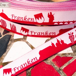 Franconia Skyline woven ribbon black/white red/white image 6