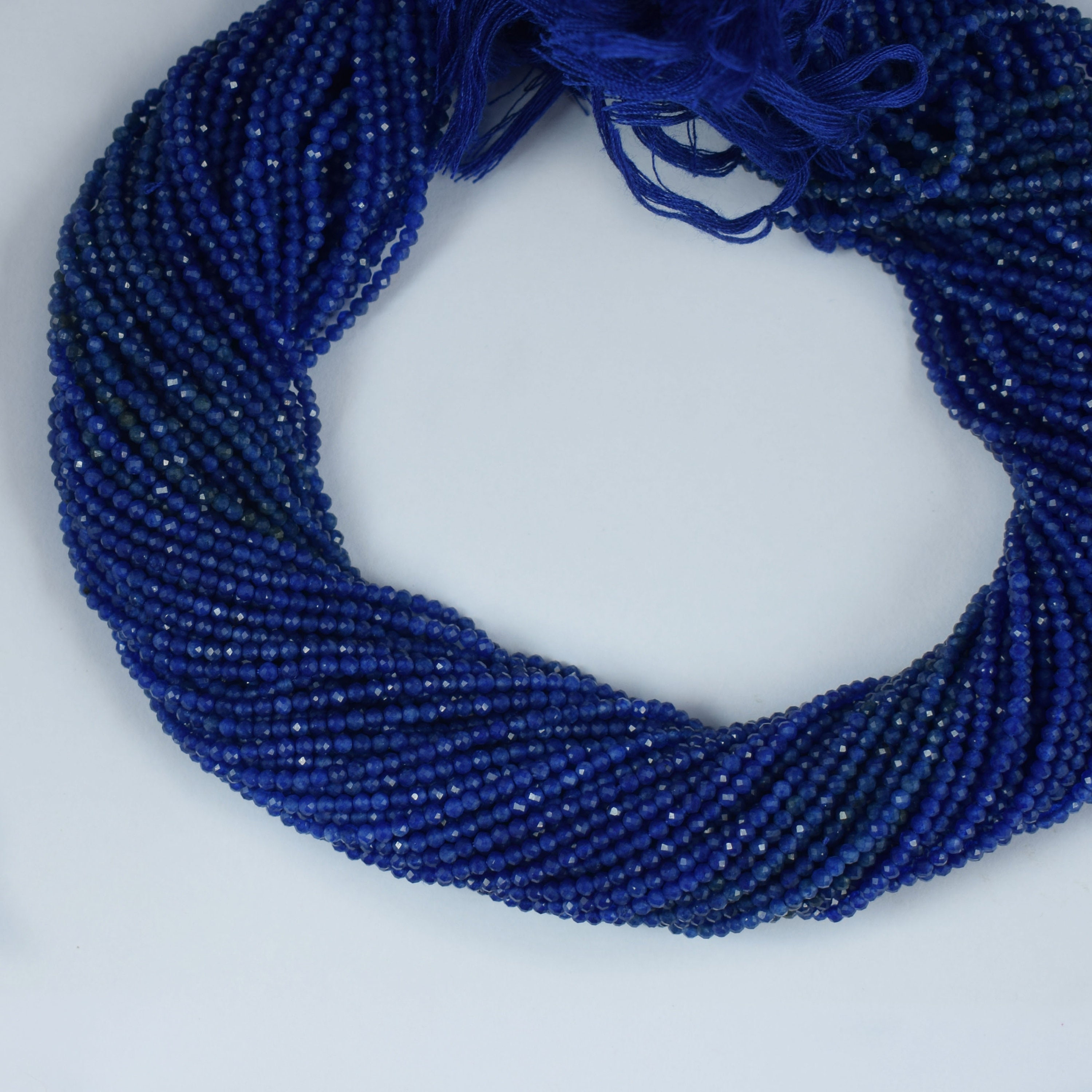 5 Strands Finest Quality Blue Sapphire Rondelles Blue | Etsy