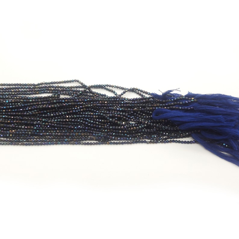 10 Strands Finest Quality Black Spinel Blue Coated Faceted Rondelles Black Spinel bead 2mm 13 Inches SR087
