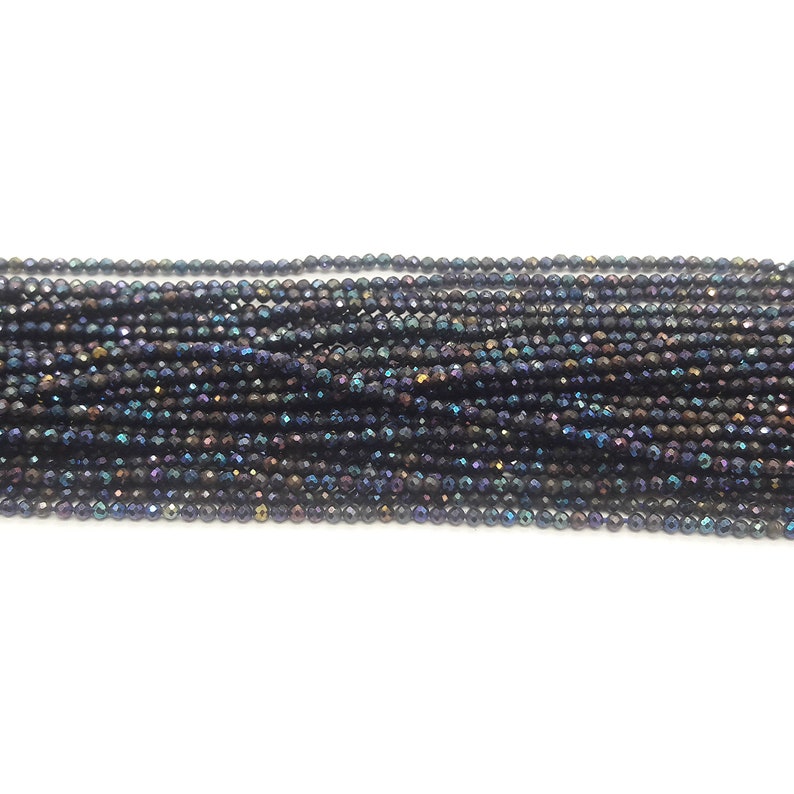 10 Strands Finest Quality Black Spinel Blue Coated Faceted Rondelles Black Spinel bead 2mm 13 Inches SR087