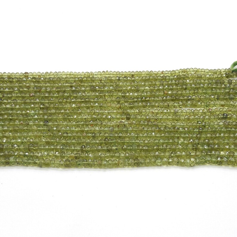 Peridot Beads 4mm-5mm 13 Inches SR027 2 strands Finest Quality Peridot Faceted Rondelles