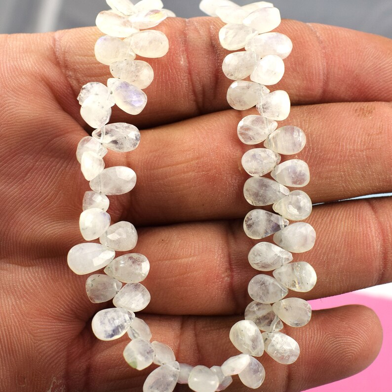 Moonstone Beads 7x5mm-9x10mm 9.5 Inches SP1236 1 Strand Excellent Quality Rainbow Moonstone Faceted Pear Beads Briolettes