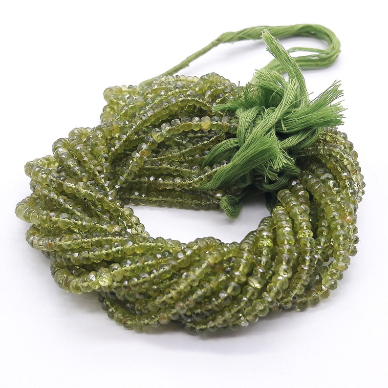 Peridot Beads 4mm-5mm 13 Inches SR027 2 strands Finest Quality Peridot Faceted Rondelles