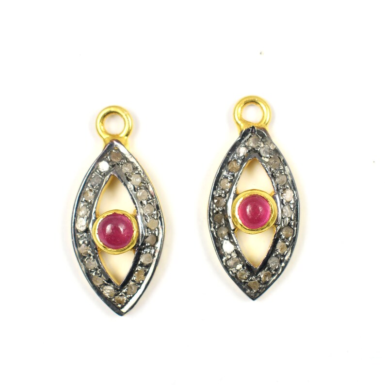 You Choose 1 Pc Pave Diamond Round Shape Pendant Charm Pendant 925 Sterling VermeilSilver Single Bail Pendant DJ259 Excellent Quality