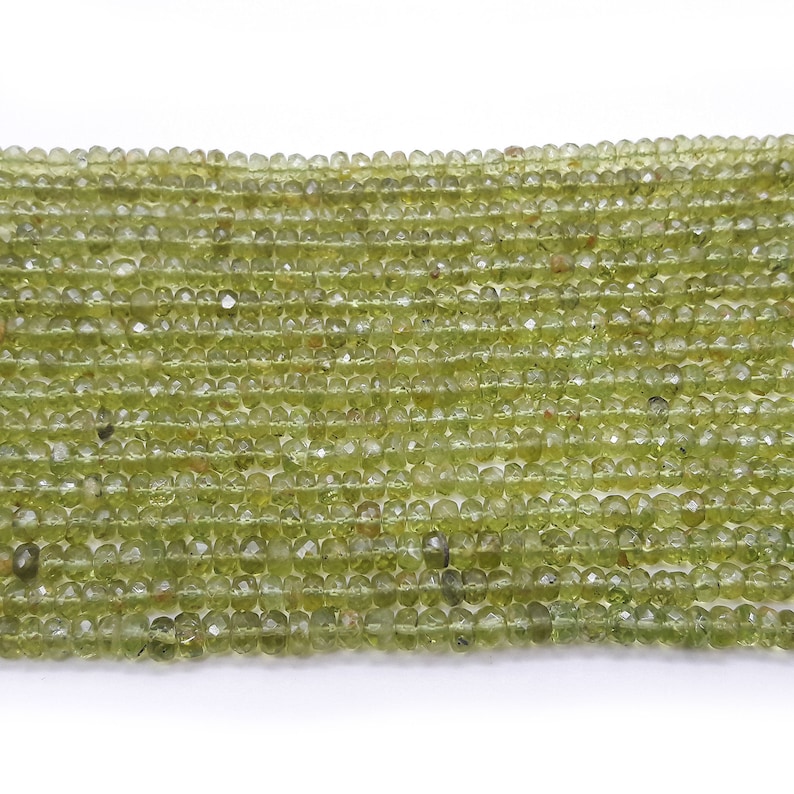 Peridot Beads 4mm-5mm 13 Inches SR027 2 strands Finest Quality Peridot Faceted Rondelles