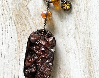 Bag charm, crumpled paper resin key ring