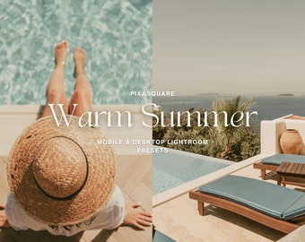 5 PRESETS DE VERANO CÁLIDO, Presets de Lightroom para móvil, Presets de playa de verano, Presets de escritorio, Filtro de Instagram, Estilo de vida de bloguero, Preset de viajes