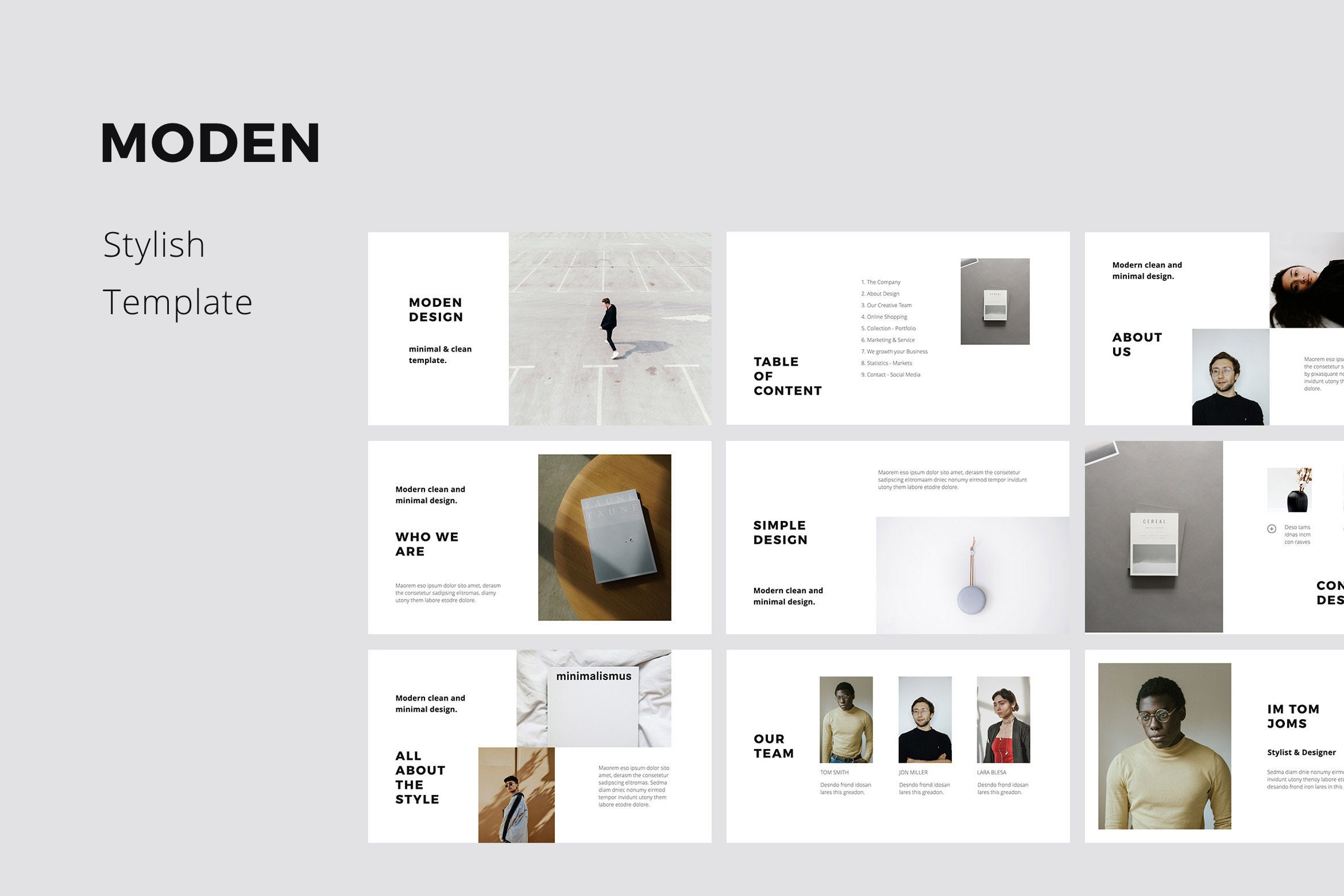 MODEN - Stylish and Modern Keynote Template Presentation, Creative Portfolio Layout Design