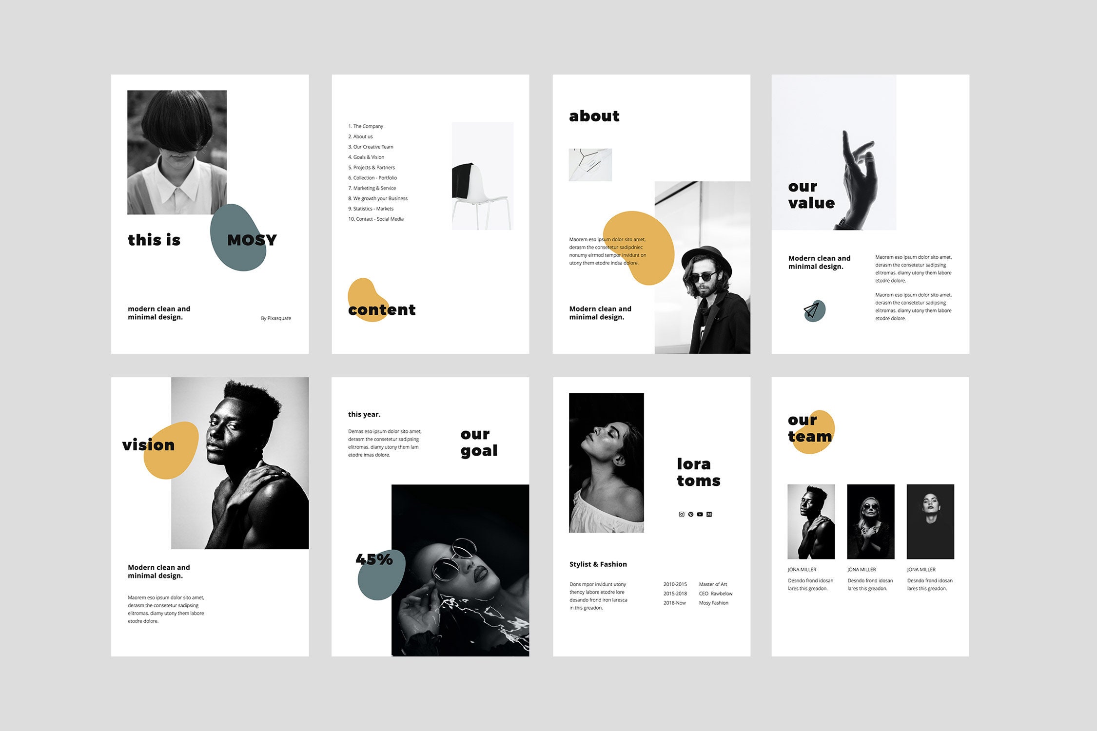 MOSY - スタイリッシュな縦型 A4 Keynote テンプレート プレゼンテーション、クリエイティブ ポートフォリオ レイアウト デザイン -  Etsy 日本