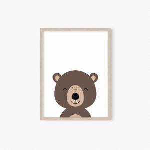 Bear Printable Wall Art, Nursery Decor, Cute Bear Animal, Baby Room Decor, Neutral Nursery, Woodland Animals, Nursery Art, Playroom Wall Art