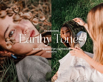 10 preajustes de Lightroom Mobile y de escritorio en tonos tierra, filtro fotográfico natural, ideal para influencers de viajes en Instagram, preajuste para exteriores y preajuste cálido para bloggers.