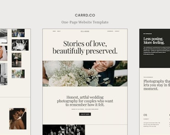 Wedding Photography Website Template, Carrd Website Template, Editorial Photographer Website, Carrd Website, Landing Page, Ellen Rose