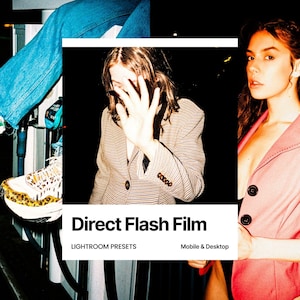 10 Flash Lightroom Presets Mobile & Desktop, Direct Flash Film Preset Pack, Disposable Camera Aesthetic, Retro Photo Filter