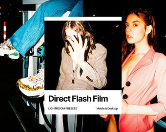 10 ajustes preestablecidos de flash para Lightroom (móvil y de escritorio), paquete de ajustes preestablecidos de película con flash directo, estética de cámara desechable, filtro fotográfico retro