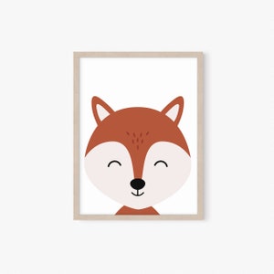 Fox Print, Printable Wall Art, Nursery Decor, Fox Animal, Baby Room Decor, Neutral Nursery, Woodland Animals, Nursery Art, Playroom Wall Art