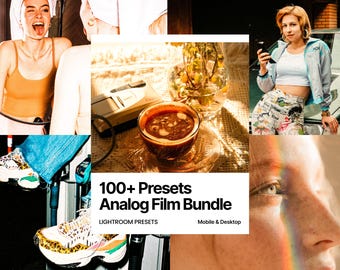 Paquete de más de 100 ajustes preestablecidos de Lightroom para películas analógicas (móvil y escritorio), cámara digital Y2K de 35 mm, filtros fotográficos vintage, estilo años 90